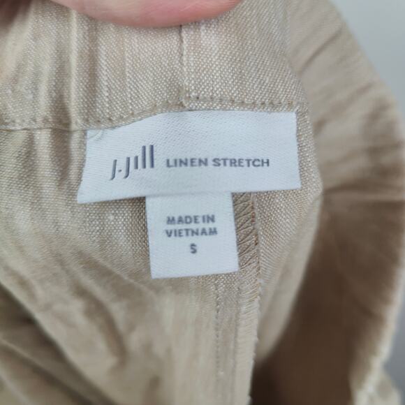 J Jill Linen Stretch Pants Womens Small Beige Ankle Pull On Beachy Preppy - Picture 5 of 8